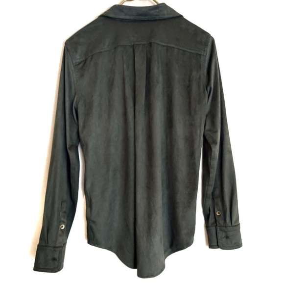 CHAPS Classic Olive Green Faux Suede Shirt S - Picture 2 of 5